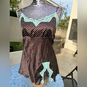 Vintage Polka Dot Lace Trim Sleepwear